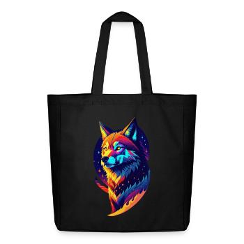 Loup dans la nuit - Décor Multicolore - Tote bag Stanley/Stella Midweight recyclé - noir - Devant