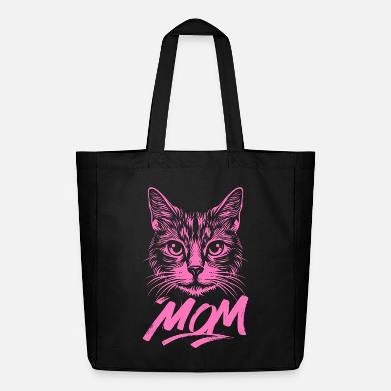 Cat-Mom-Pink-Katze-Kitten-Katzen-Cats-Katzenmutter - Midweight recycelter Stoffbeutel von Stanley/Stella - Schwarz
