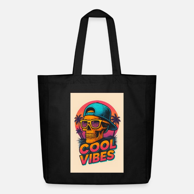 Neon Skull Tropenvibes - Midweight recycelter Stoffbeutel von Stanley/Stella - Schwarz