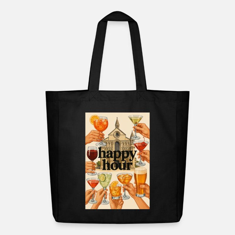 Happy_Hour_Collage - Midweight recycelter Stoffbeutel von Stanley/Stella - Schwarz
