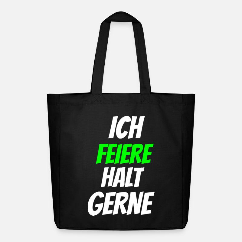 Ich feiere halt gerne Neon - Midweight recycelter Stoffbeutel von Stanley/Stella - Schwarz