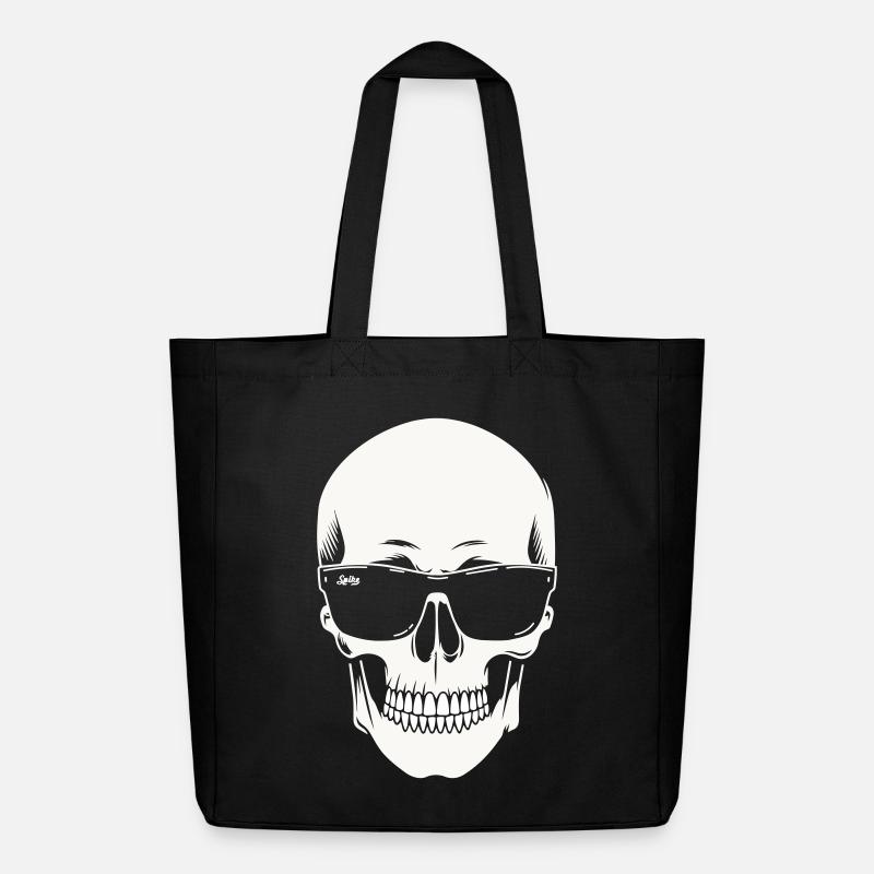 Skeleton with sunglasses in black and white vector - Midweight Recycled Tote Bag by Stanley/Stella - black