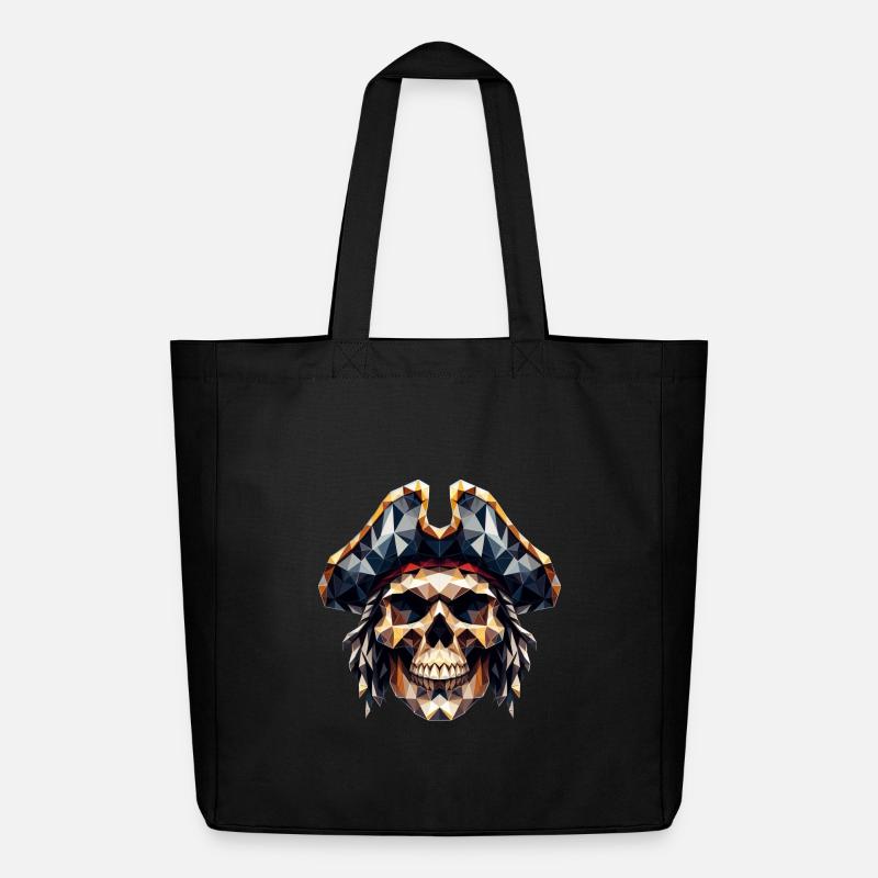 A cool, colorful skull with a pirate hat - Midweight Recycled Tote Bag by Stanley/Stella - black