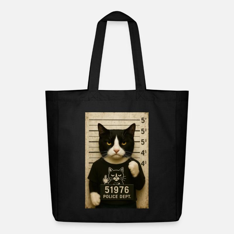 Chat de prison - Tote bag Stanley/Stella Midweight recyclé - noir
