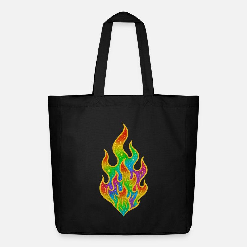 Regenbogenfeuer Glitzerflamme - Midweight recycelter Stoffbeutel von Stanley/Stella - Schwarz