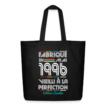 Anniversaire 30 ans - Fabriqué en Mai 1996 - Tote bag Stanley/Stella Midweight recyclé - noir - Devant