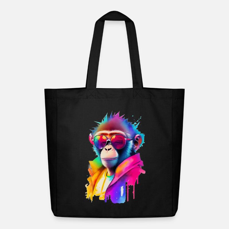 Affe mit Sonnenbrille - Midweight recycelter Stoffbeutel von Stanley/Stella - Schwarz