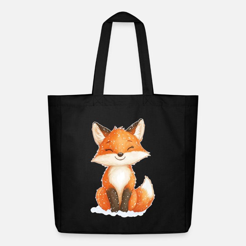 Fuchs Wintermotiv - Midweight recycelter Stoffbeutel von Stanley/Stella - Schwarz