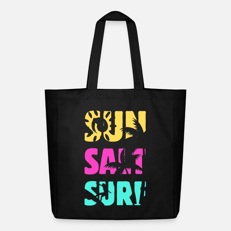 Sun Salt Surf Sommer - Midweight recycelter Stoffbeutel von Stanley/Stella - Schwarz