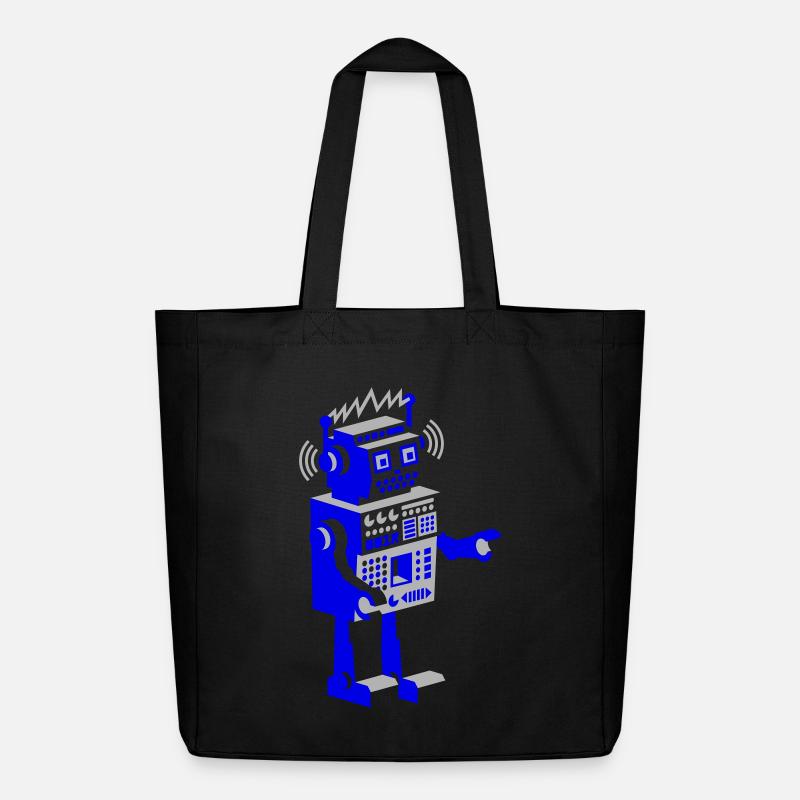roboter retro robot - Midweight Recycled Tote Bag by Stanley/Stella - black