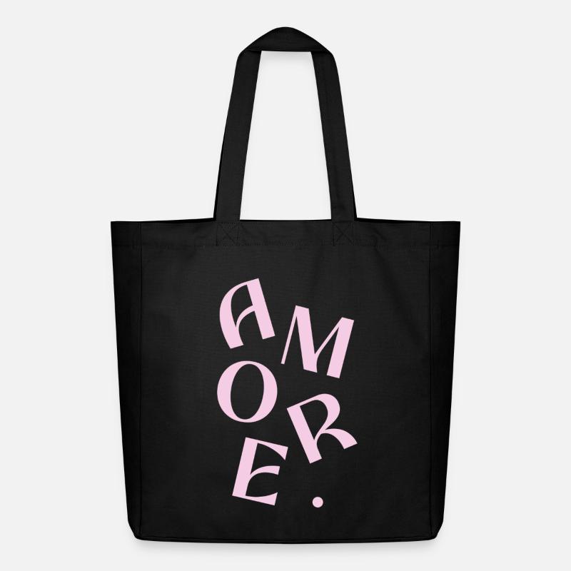 Pink-Amore-Text-Design - Midweight recycelter Stoffbeutel von Stanley/Stella - Schwarz