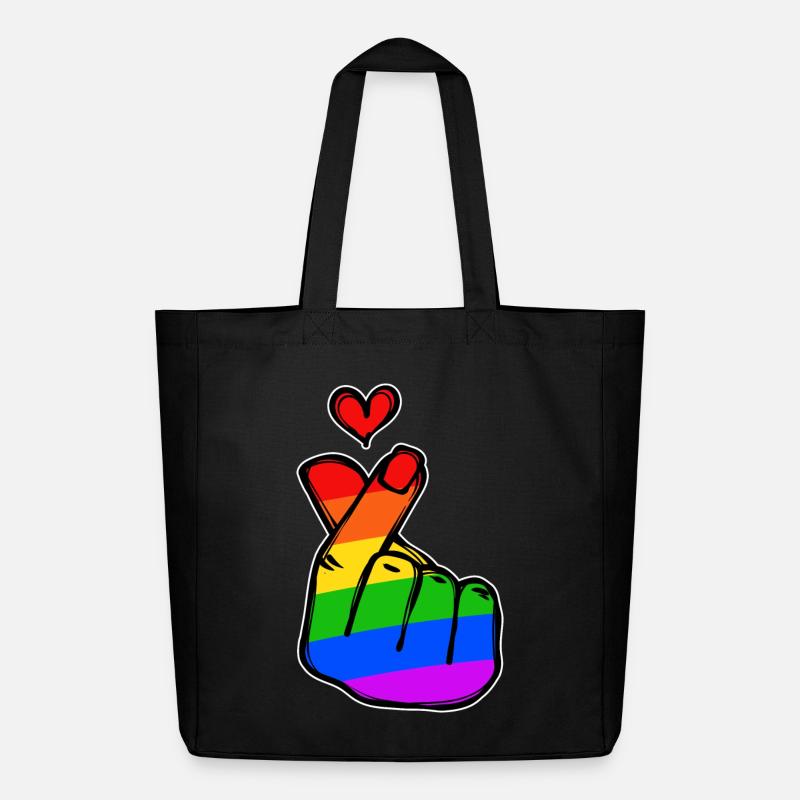 Frieden Herz Liebe Regenbogen Friedensbewegung - Midweight recycelter Stoffbeutel von Stanley/Stella - Schwarz