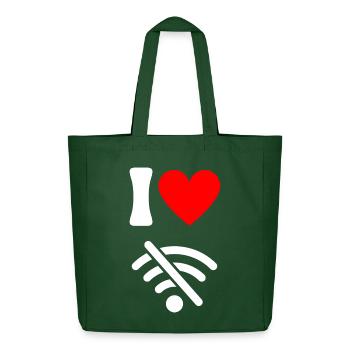 I love Offline - Digital Detox without Wifi - Midweight Recycled Tote Bag by Stanley/Stella - bottle green - Front