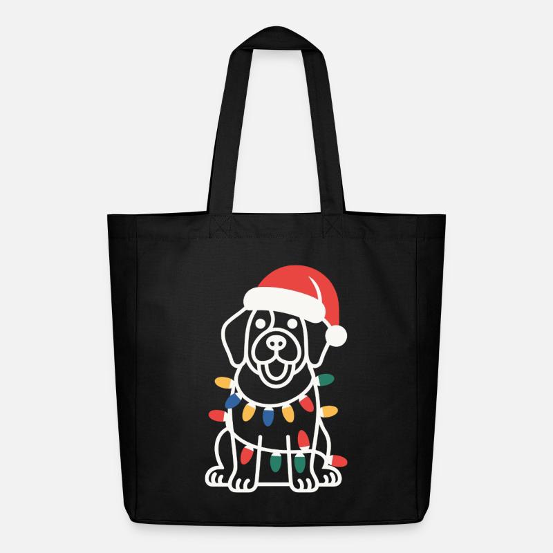 Weihnachtsmann Welpe Weihnachtsbeleuchtung - Midweight recycelter Stoffbeutel von Stanley/Stella - Schwarz