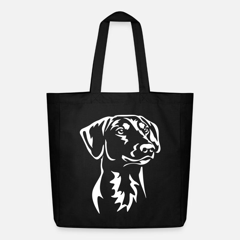 Deutscher Pinscher Kopf "Black Edition" - Midweight recycelter Stoffbeutel von Stanley/Stella - Schwarz