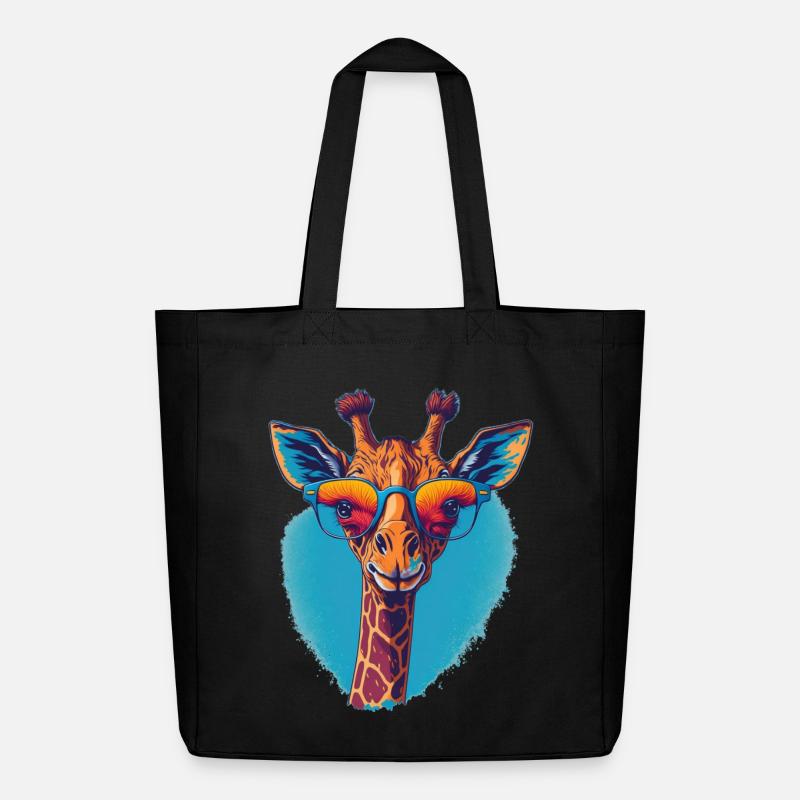 Giraffe mit Durchblick - Midweight recycelter Stoffbeutel von Stanley/Stella - Schwarz