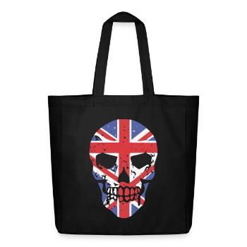 Skull with Union Jack Overlay - Midweight Recycled Tote Bag by Stanley/Stella - black - Front