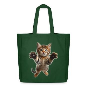 Cute jumping little cat - Midweight Recycled Tote Bag by Stanley/Stella - bottle green - Front