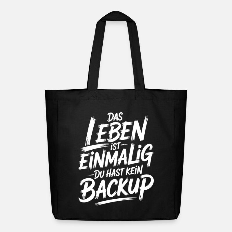 Das Leben is einmalig - Kein Backup - Midweight recycelter Stoffbeutel von Stanley/Stella - Schwarz