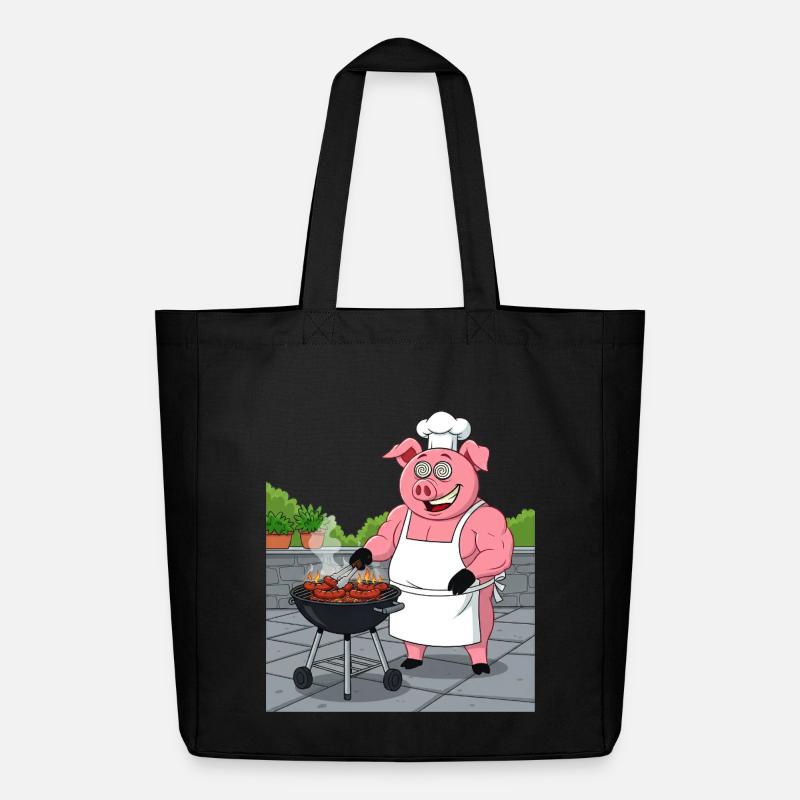 Grillendes gemütliches Schwein - Midweight recycelter Stoffbeutel von Stanley/Stella - Schwarz
