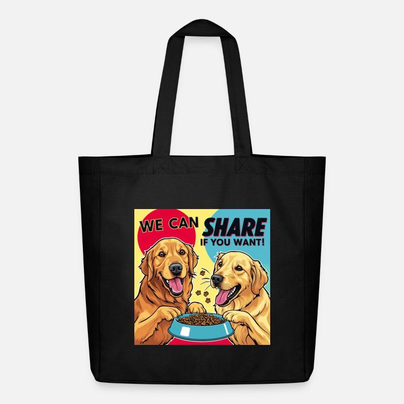 Comic Dogs - We Can Share If You Want - Midweight recycelter Stoffbeutel von Stanley/Stella - Schwarz