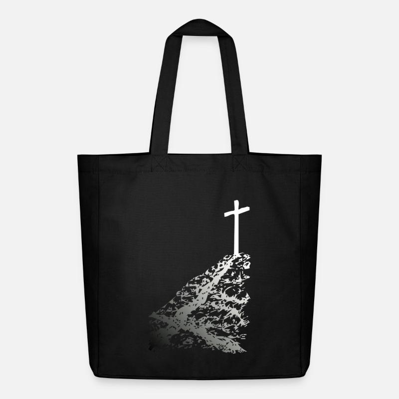 White cross with shadow - Midweight Recycled Tote Bag by Stanley/Stella - black