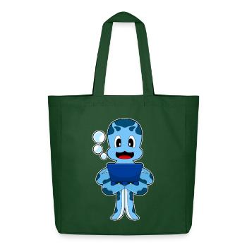 Ordinateur portable Octopus - Tote bag Stanley/Stella Midweight recyclé - vert bouteille - Devant