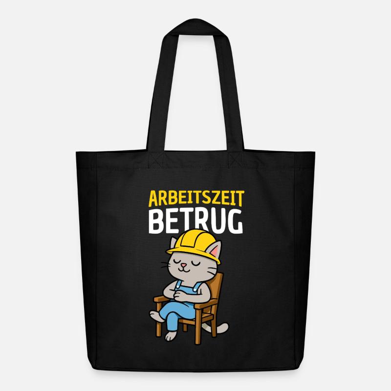 Arbeitszeitbetrug Katze - Midweight recycelter Stoffbeutel von Stanley/Stella - Schwarz