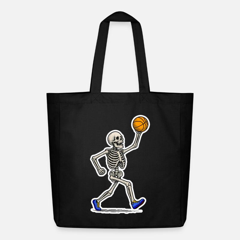 Basketball Skeleton Slam - Midweight recycelter Stoffbeutel von Stanley/Stella - Schwarz
