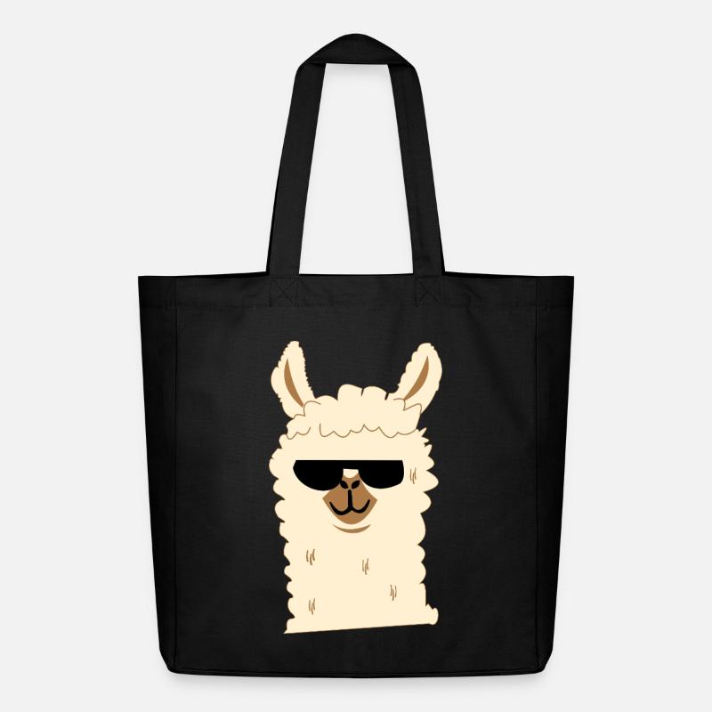 Lama mit Sonnenbrille - Midweight recycelter Stoffbeutel von Stanley/Stella - Schwarz