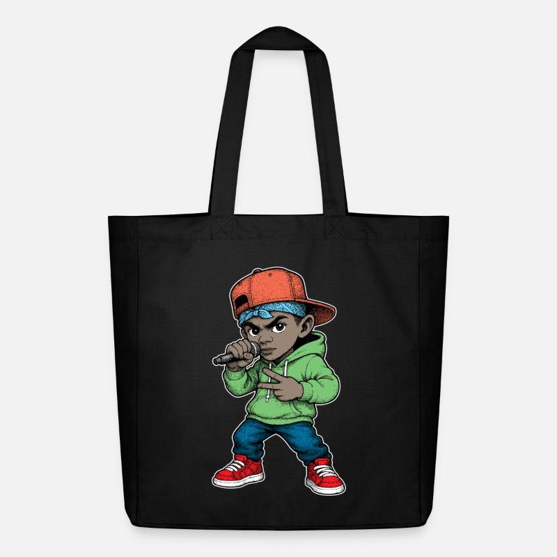 Young Rapper Boy With Microphone - Midweight Recycled Tote Bag by Stanley/Stella - black