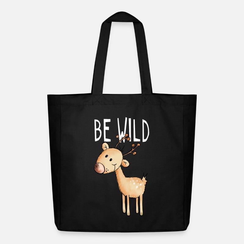 Be Wild Rentier - Hirsch - Reh - Wald - Geschenk - Midweight recycelter Stoffbeutel von Stanley/Stella - Schwarz