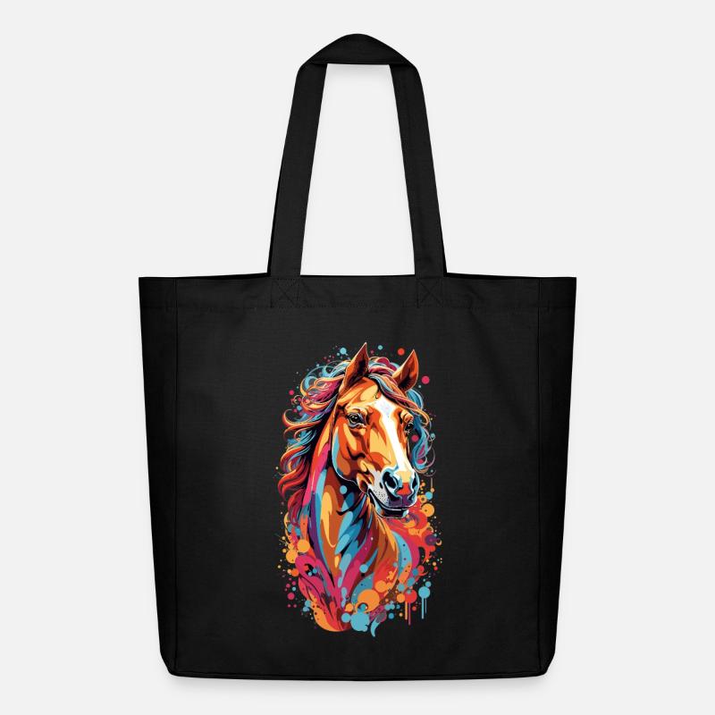 Tempête de couleurs Tête de cheval - Tote bag Stanley/Stella Midweight recyclé - noir