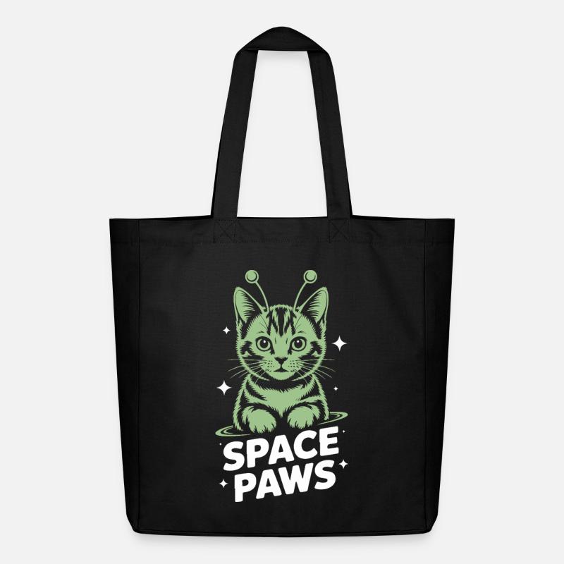 Chat Spatial Pattes Astrales - Tote bag Stanley/Stella Midweight recyclé - noir
