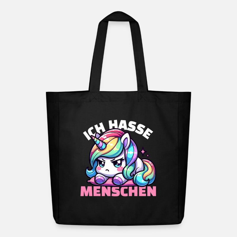 Grumpy unicorn is annoyed by people - Midweight Recycled Tote Bag by Stanley/Stella - black