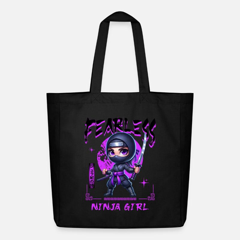 Ninja Mädchen Chibi mit Katana - Midweight recycelter Stoffbeutel von Stanley/Stella - Schwarz