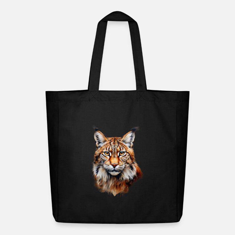 Luchs Portrait – Wildtier Design - Midweight recycelter Stoffbeutel von Stanley/Stella - Schwarz