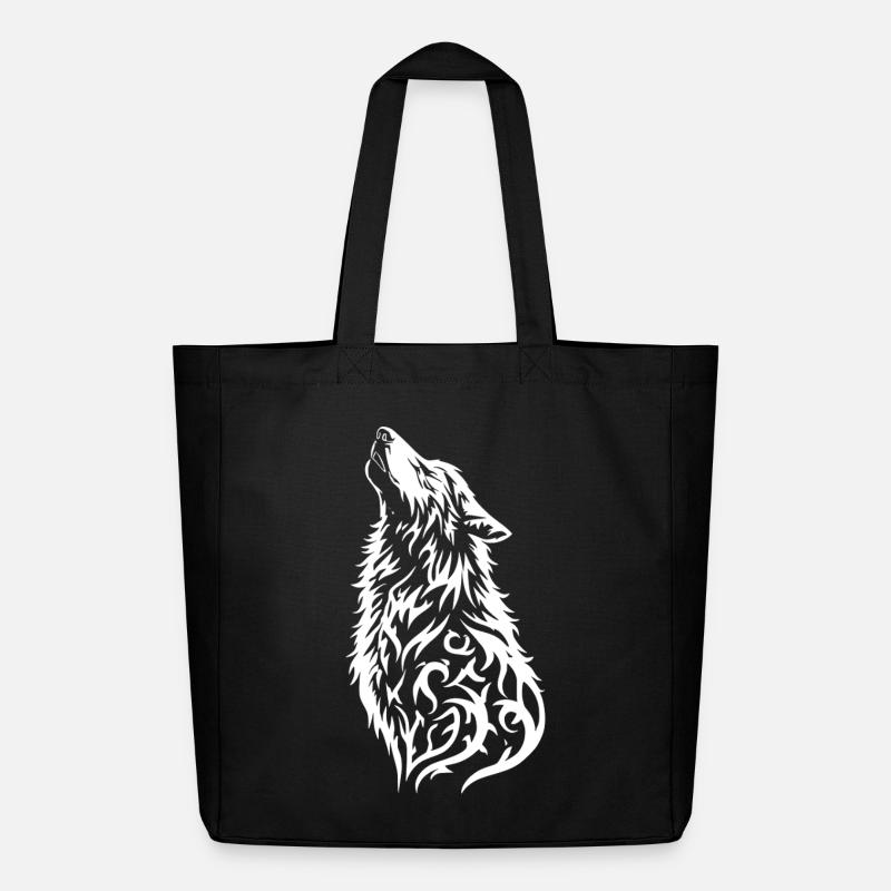 Wildes Wolfkopf Tattoo Design - Midweight recycelter Stoffbeutel von Stanley/Stella - Schwarz