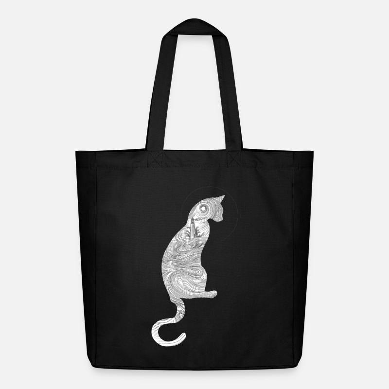 Abstract cat with spiral pattern - Midweight Recycled Tote Bag by Stanley/Stella - black