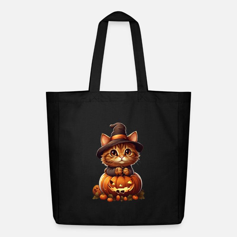 Halloween Katze - Midweight recycelter Stoffbeutel von Stanley/Stella - Schwarz