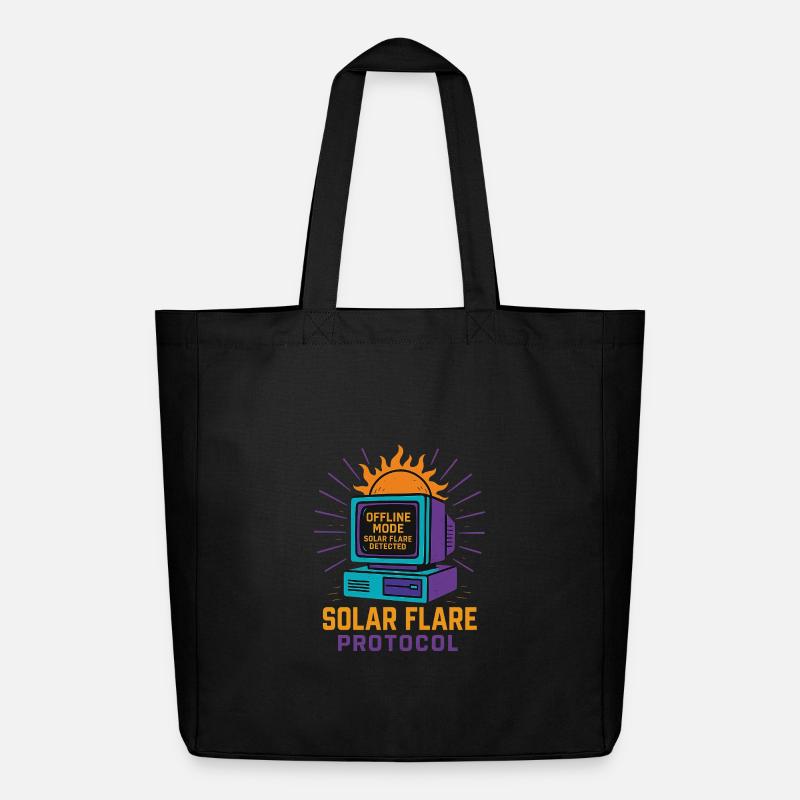 Retro Tech Solar Flare Protokoll T-Shirt - Midweight recycelter Stoffbeutel von Stanley/Stella - Schwarz