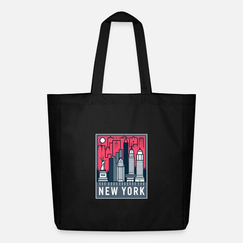 New Yorker Skyline Pop Art - Midweight recycelter Stoffbeutel von Stanley/Stella - Schwarz