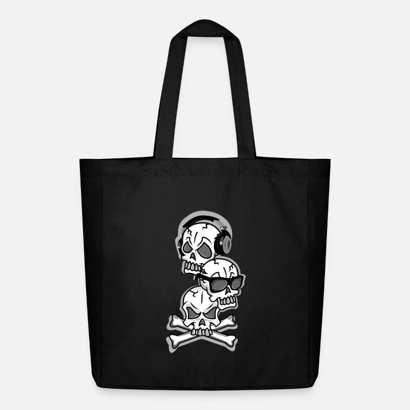 Three skulls, hear, see and speak no evil - Midweight Recycled Tote Bag by Stanley/Stella - black