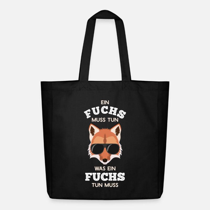 Cooler Fuchs mit Sonnenbrille Rotfuchs - Midweight recycelter Stoffbeutel von Stanley/Stella - Schwarz