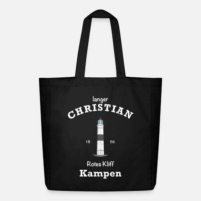 Sylt, Leuchtturm kampen, langer Christian - Midweight recycelter Stoffbeutel von Stanley/Stella - Schwarz
