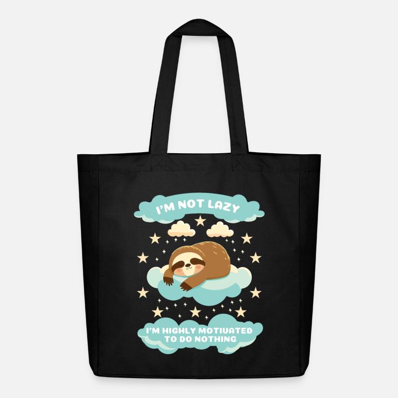 Schlafender Faultsloth Motivation - Midweight recycelter Stoffbeutel von Stanley/Stella - Schwarz