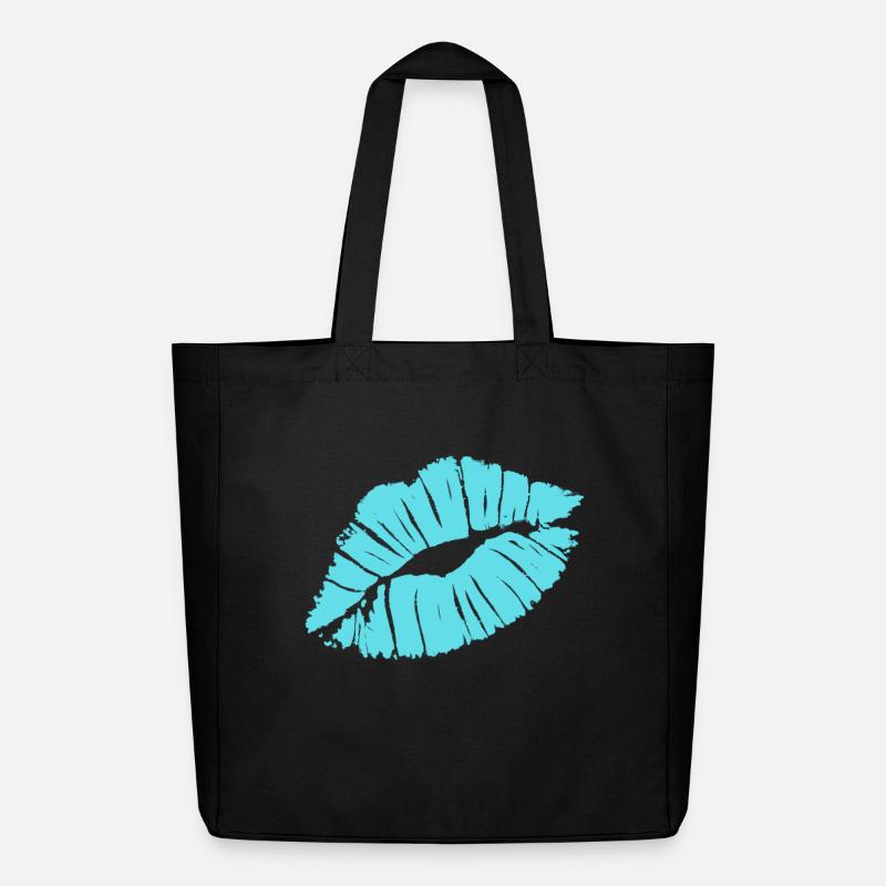 Smooch Blauer Lippenstift Kiss Mark Love Statement T-Shirt - Midweight recycelter Stoffbeutel von Stanley/Stella - Schwarz