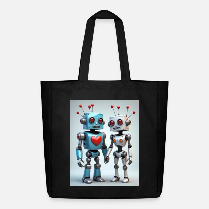 Couple de robots - Tote bag Stanley/Stella Midweight recyclé - noir