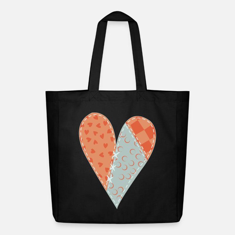 Patchwork Heart No12 - Midweight Recycled Tote Bag by Stanley/Stella - black