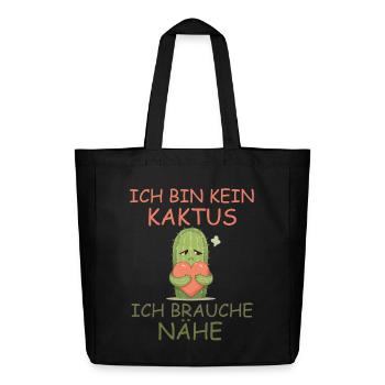 Kaktus mit Herz – Nähe statt Stacheln - Midweight recycelter Stoffbeutel von Stanley/Stella - Schwarz - Vorne